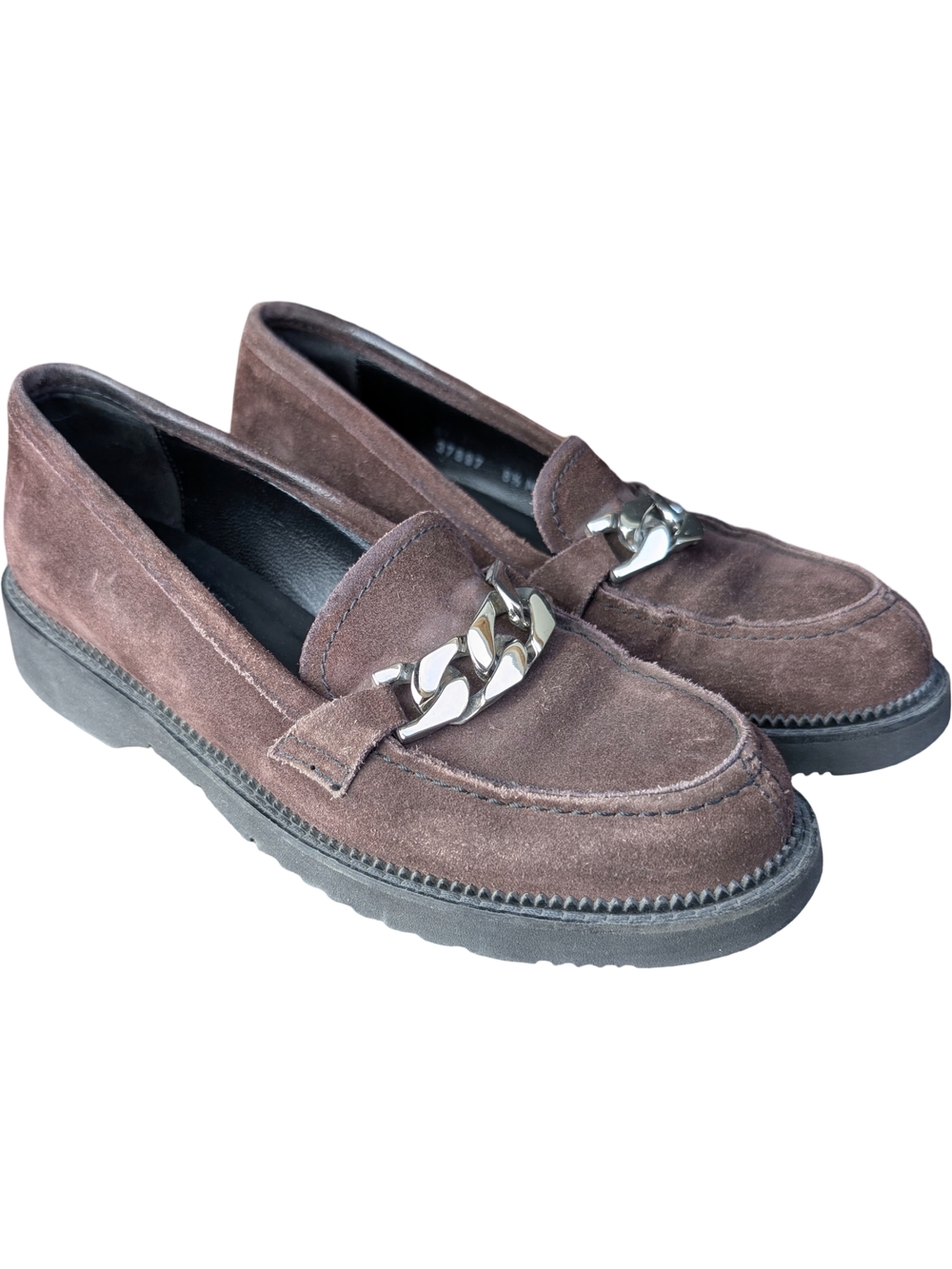 La Canadienne Brown Suede Chain Loafers Women’s Size 8.5 Made in Canada Preppy